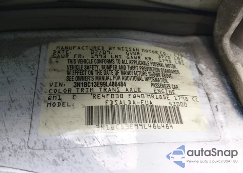 2009 Nissan Versa 1.8S from USA, damaged, VIN 3N1BC13E99L486484